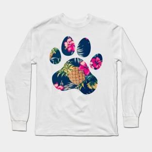 Navy Pineapple Paw Print Long Sleeve T-Shirt